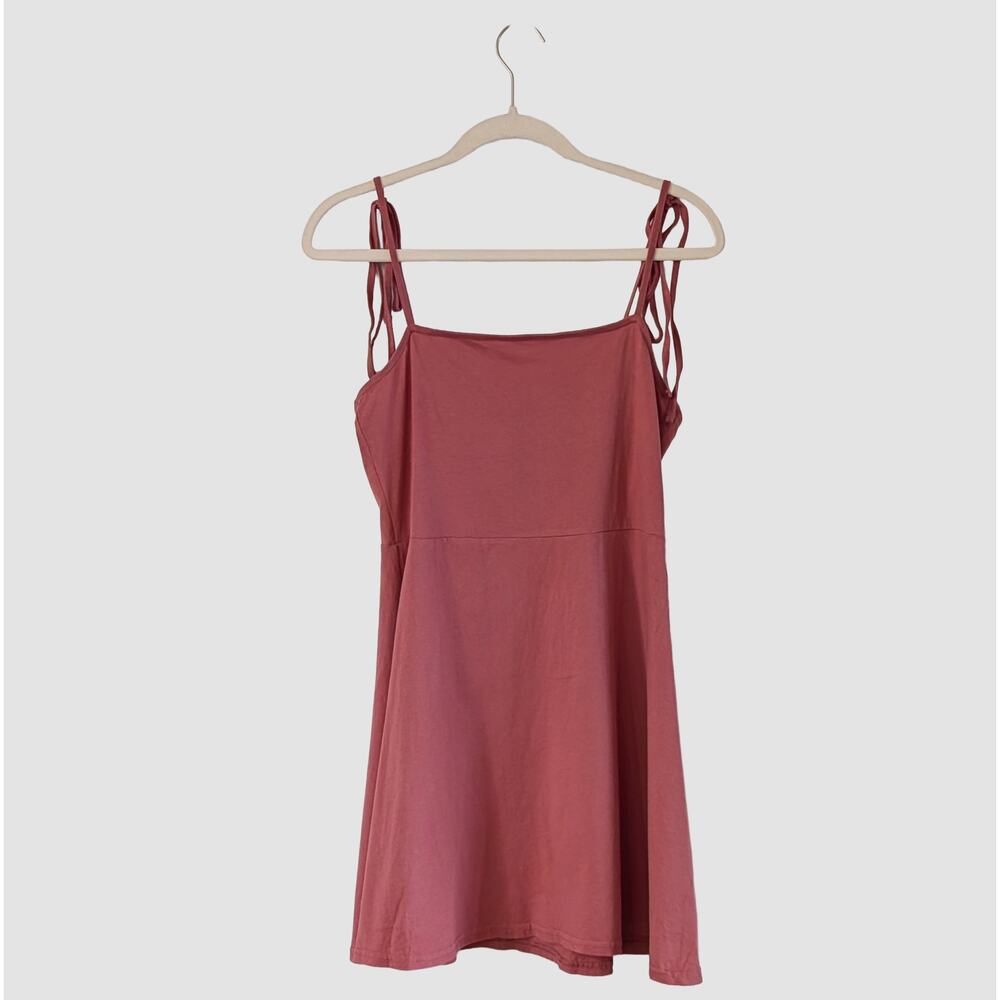 ASOS Cotton Tie Strap Mini Dress Size 10 Pink Sleeveless A Line Casual Summer